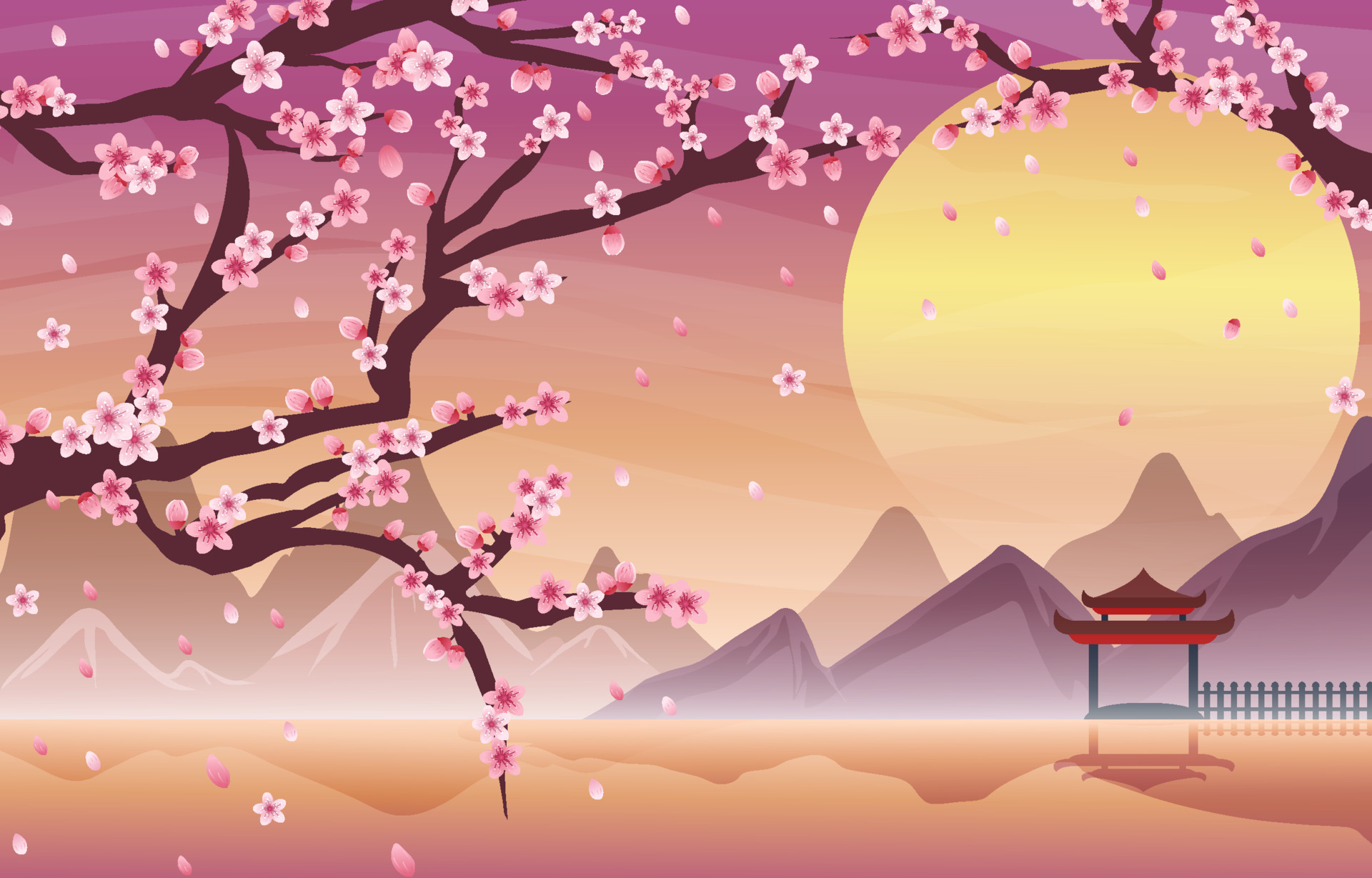 Spring Cherry Blossom Background Landscape 5421210 Vector Art at Vecteezy