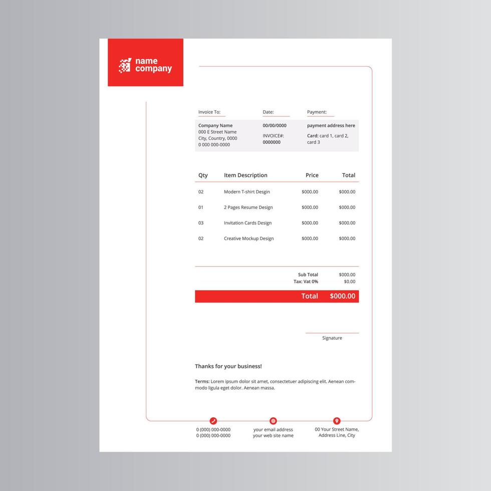 Clean and Modern Invoice Template. Pro Vector