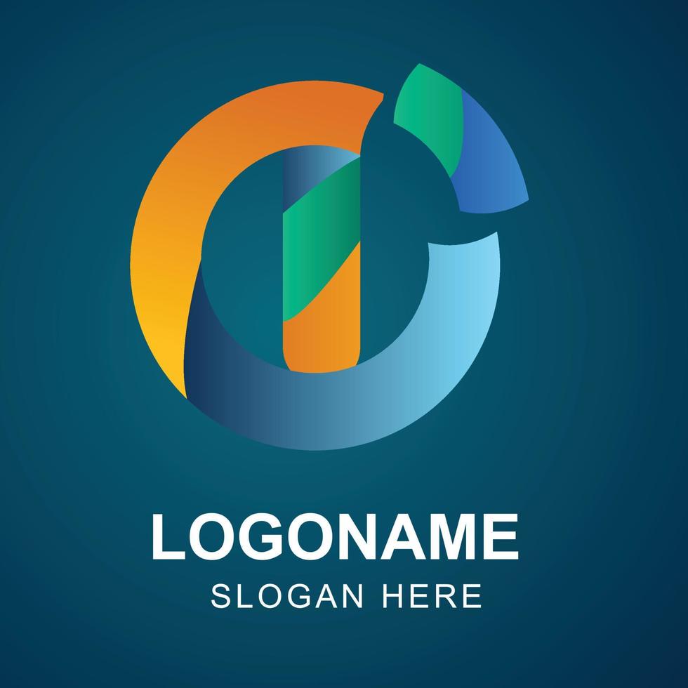 minimalist abstract logo gradient style collorfull vector