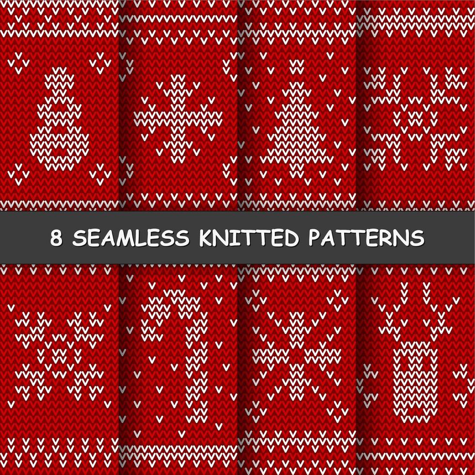 seamless red and white knitted background vector