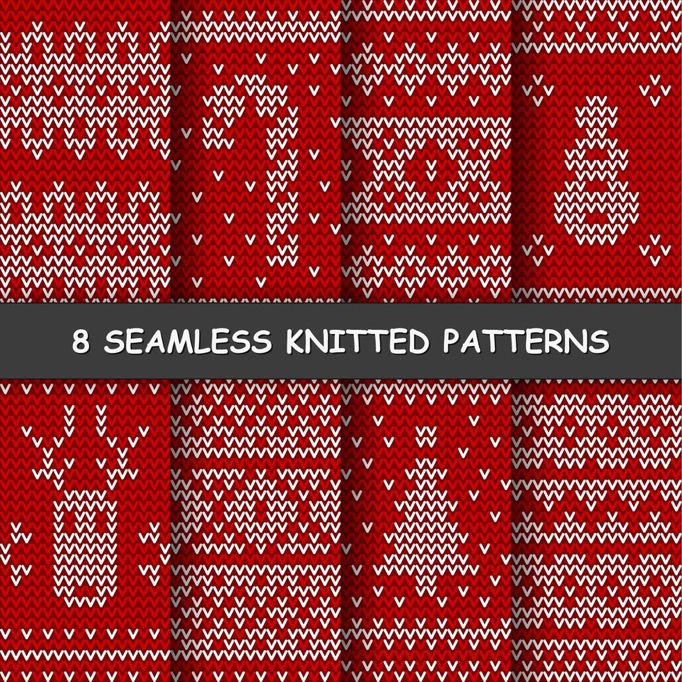 seamless red and white knitted background vector