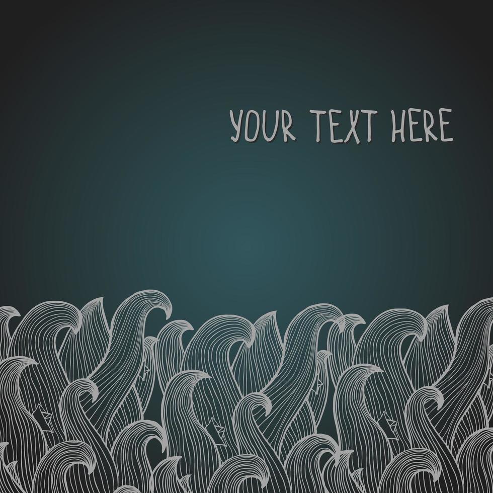 Border design for card with hand drawn waves. vector