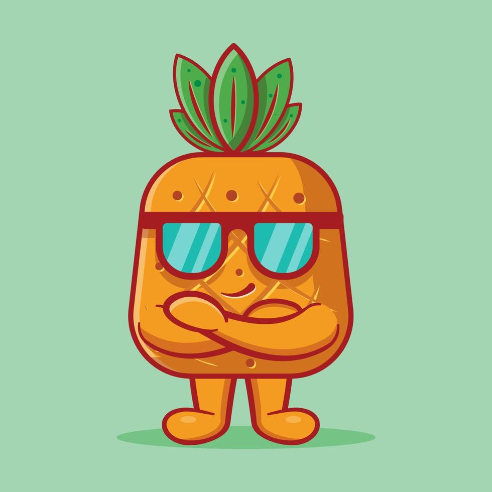 linda mascota de fruta de piña con gesto genial ilustración vectorial de dibujos animados aislados vector