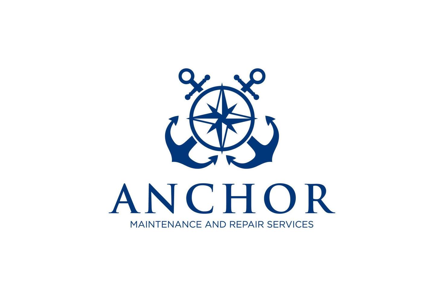 Anchor Logo. Blue Geometric Style isolated on White Background. Usable for Business, Maintenance, repair services and Branding Logos. Flat Vector Logo Design Template Element.
