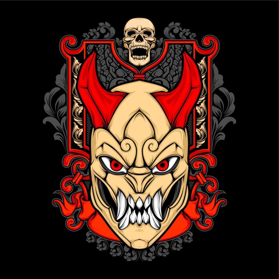 japanese oni mask vector