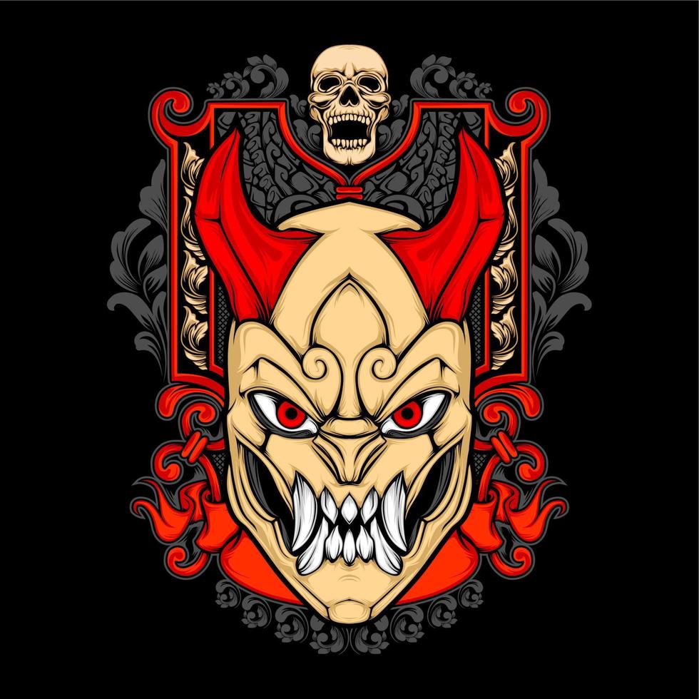 japanese oni mask vector