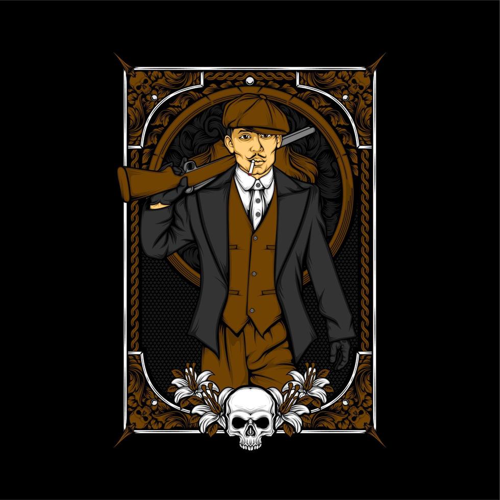 british gangster retro illustration vector