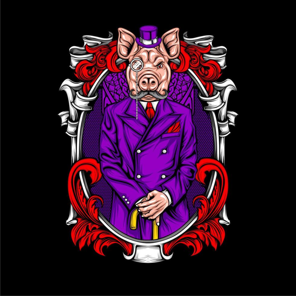 pig head man in suit vector