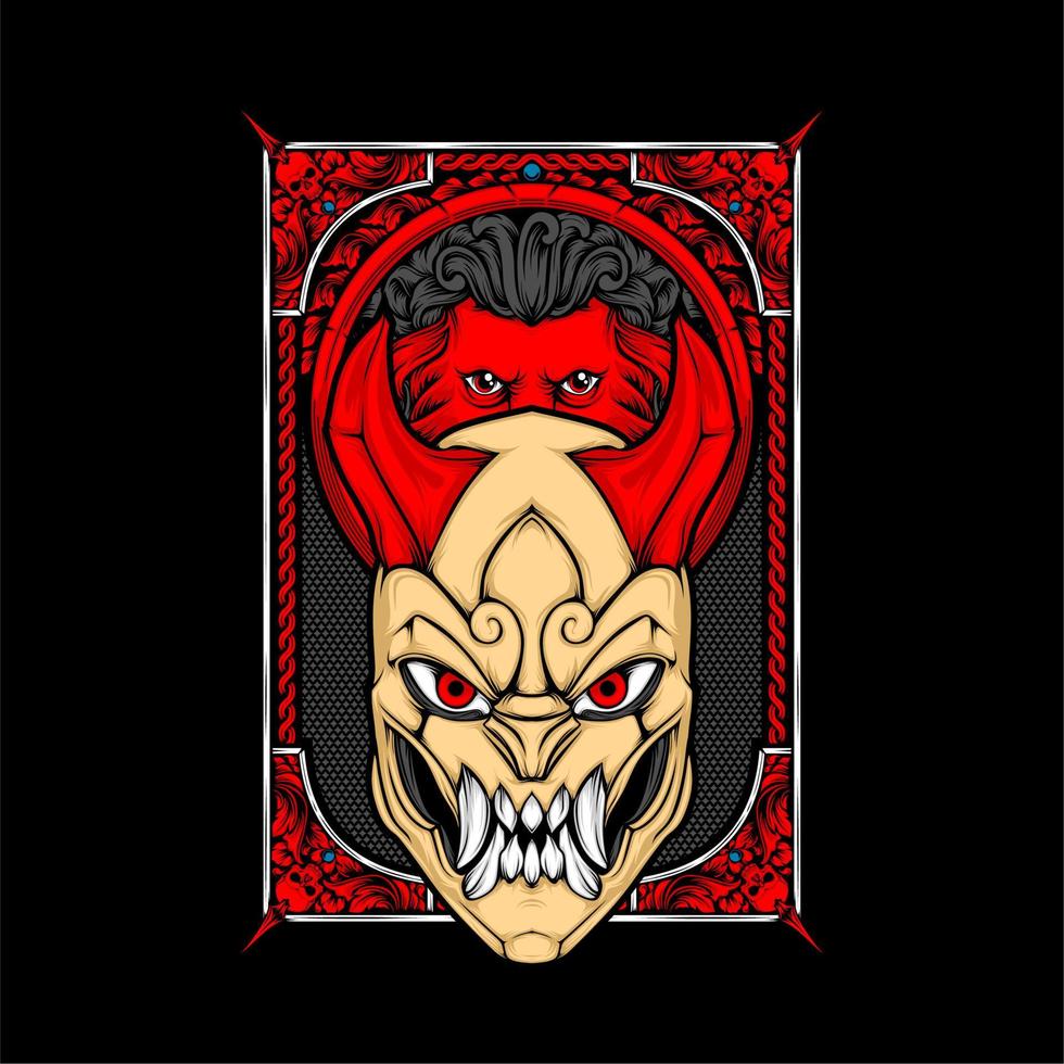 japanese oni mask vector