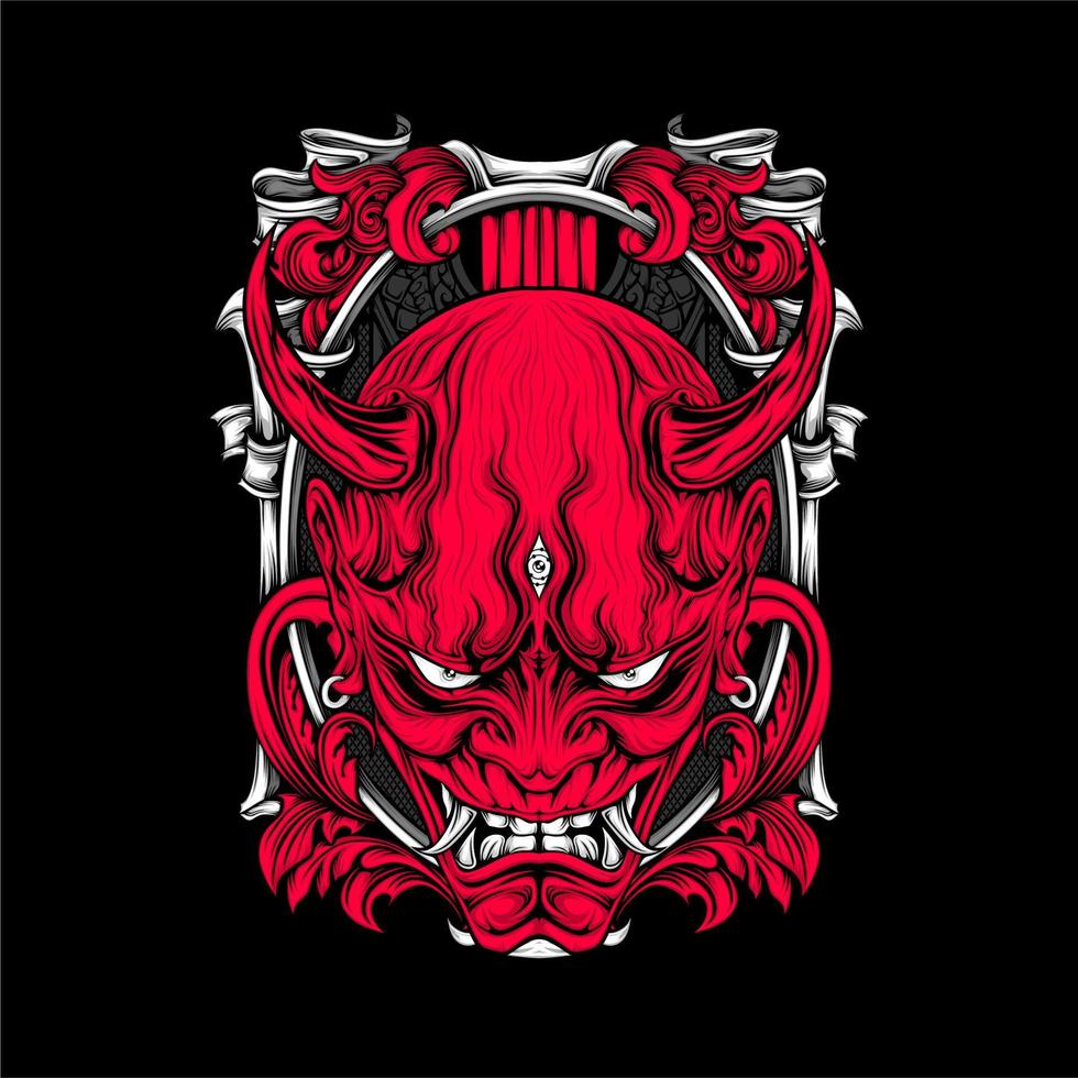 japanese oni mask illsutration vector