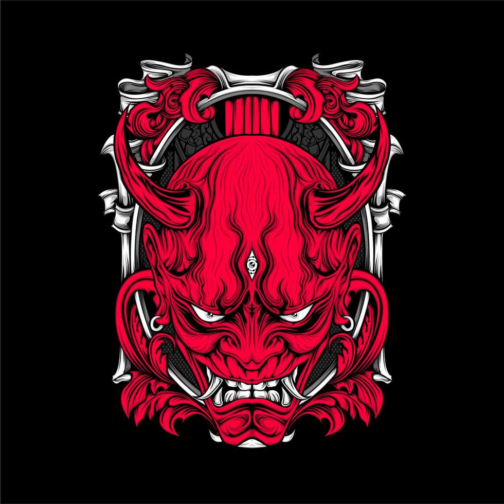 japanese oni mask illsutration vector