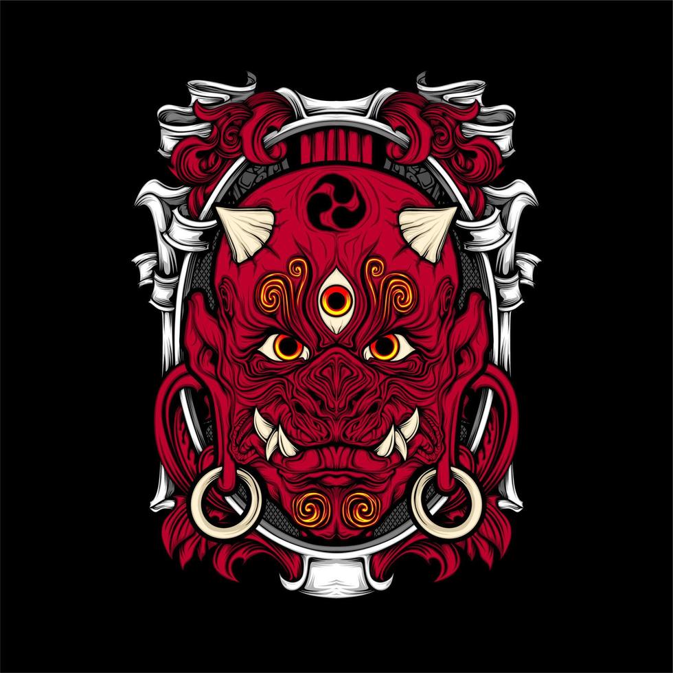 japanese oni mask illsutration vector