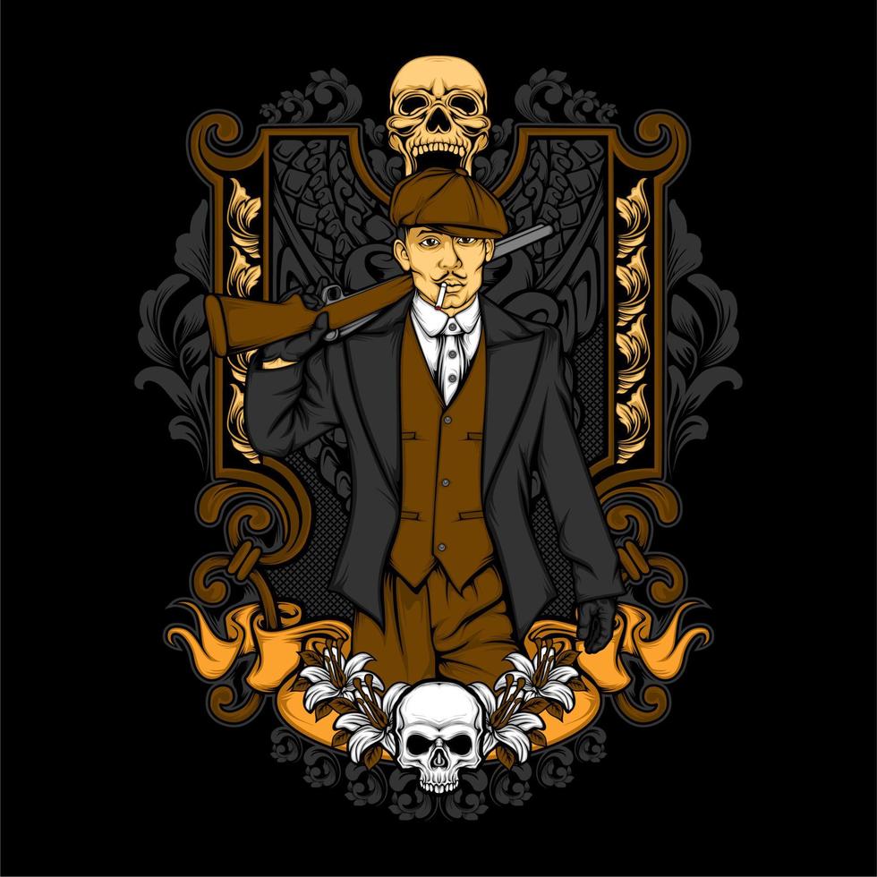 british gangster retro illustration vector