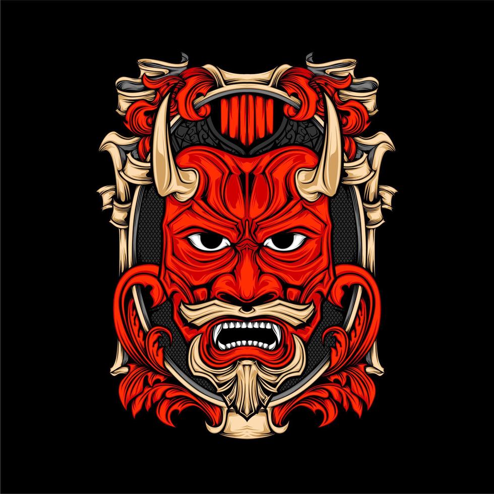 japanese oni mask illsutration vector