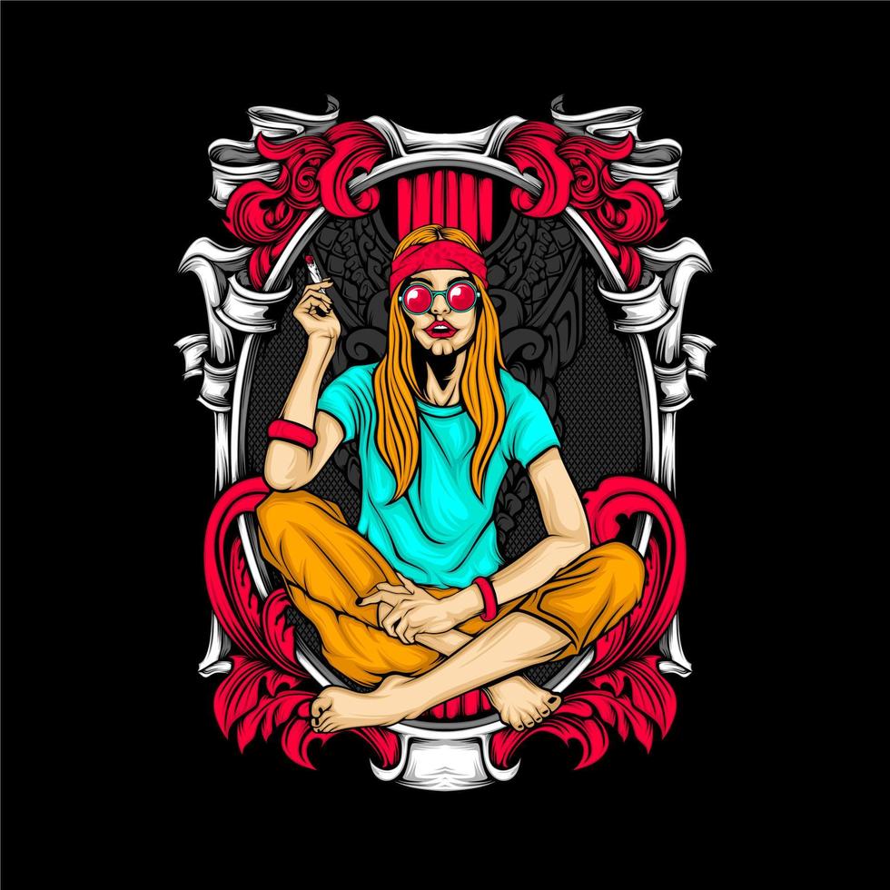 hippie girl illustration vector