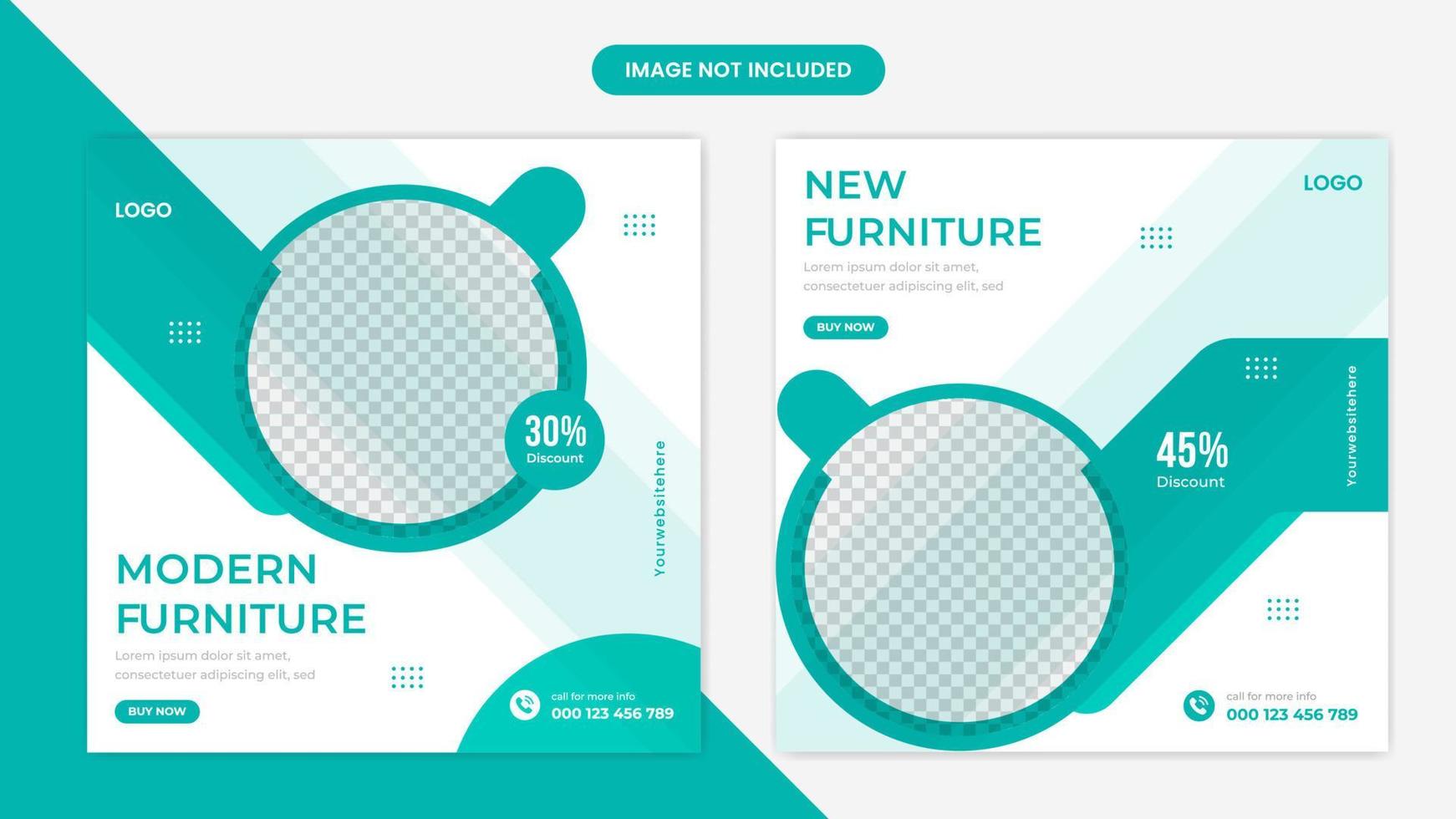 Creative furniture social media post design template with green shapes layout for flyer, poster, banner, leaflet vector