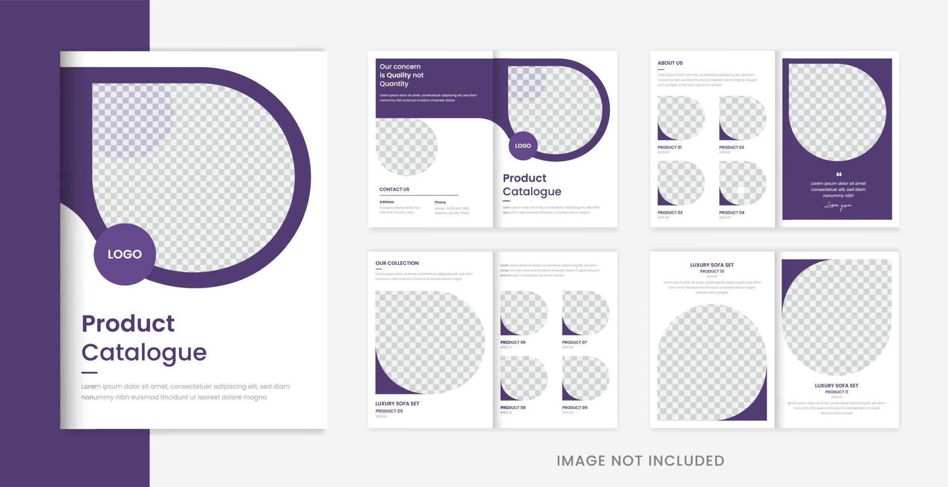 Creative Furniture Product catalog design template with purple shapes layout vector