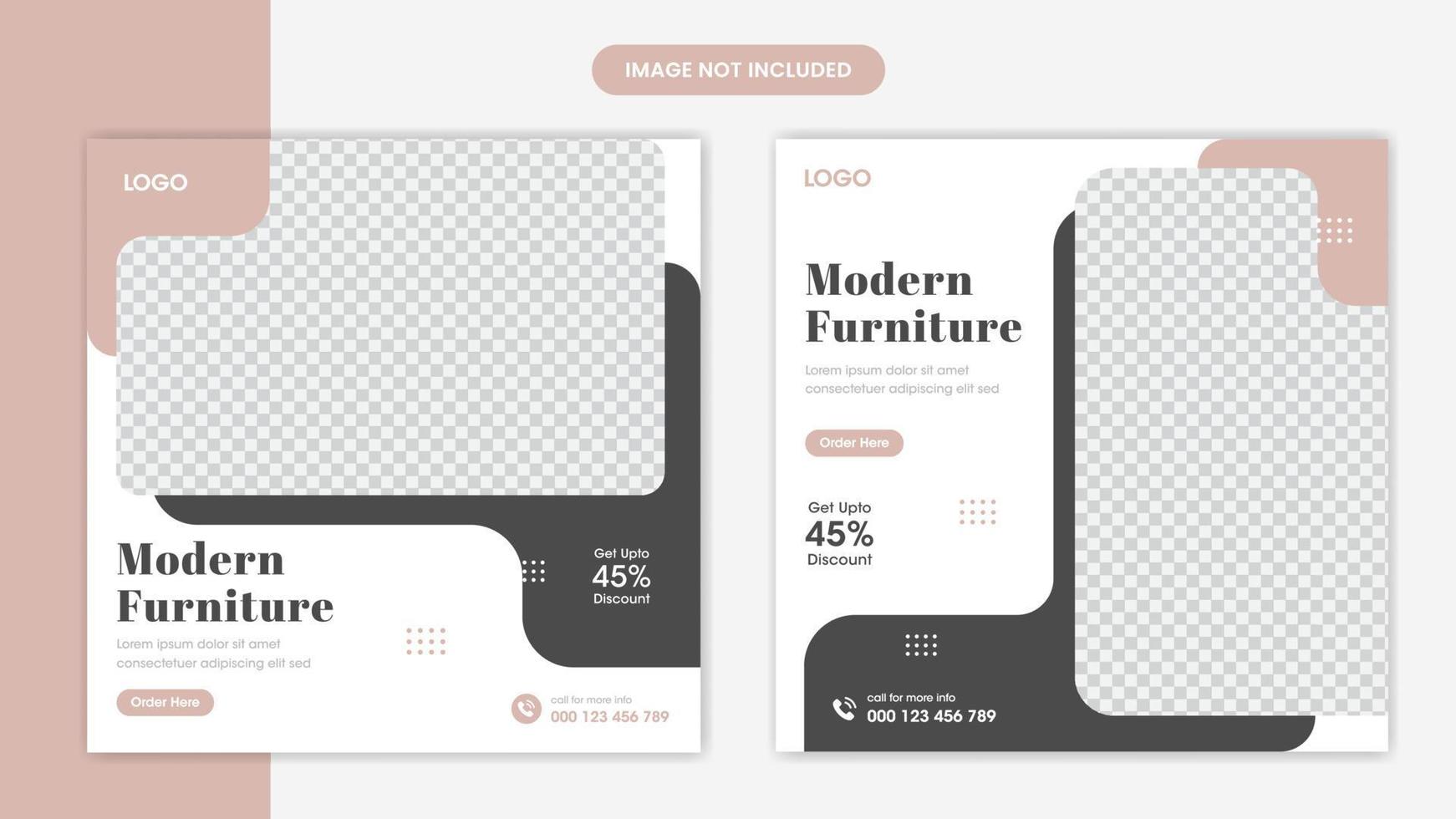 Modern Furniture Social media post design template with creative shapes vector