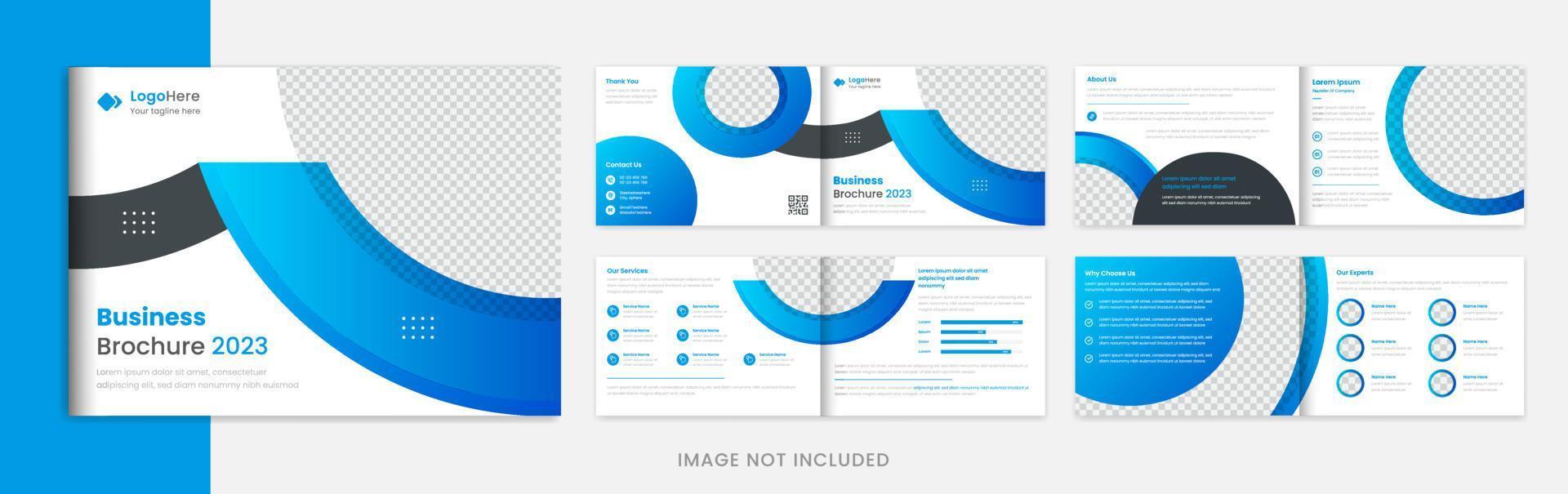 Landscape corporate brochure design template, blue gradient shapes for business flyer, leaflet, banner, poster vector