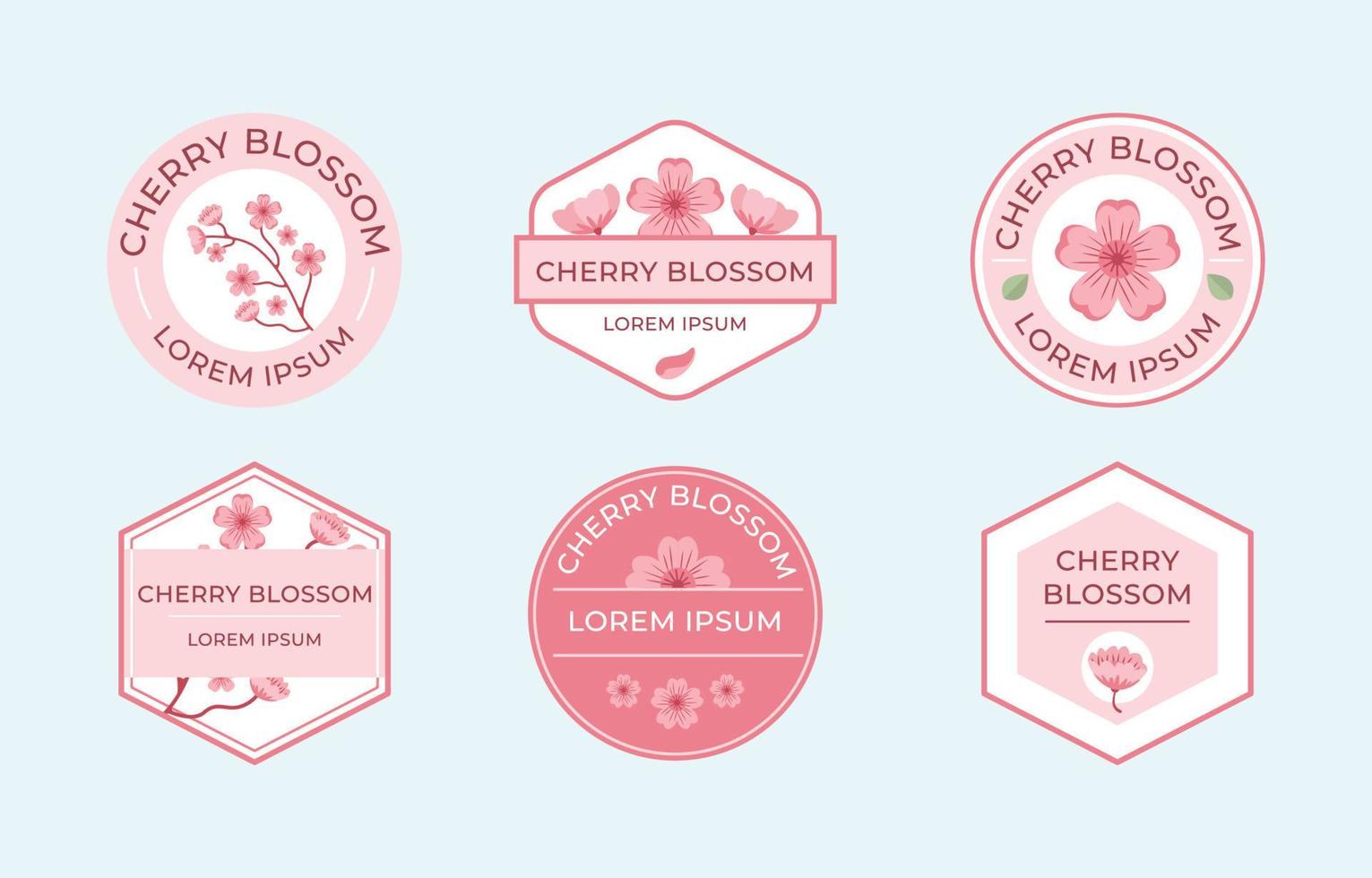 Spring Cherry Blossom Labels Set vector