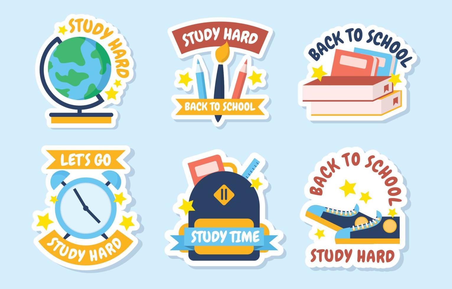 School Template Sticker Set Design vector