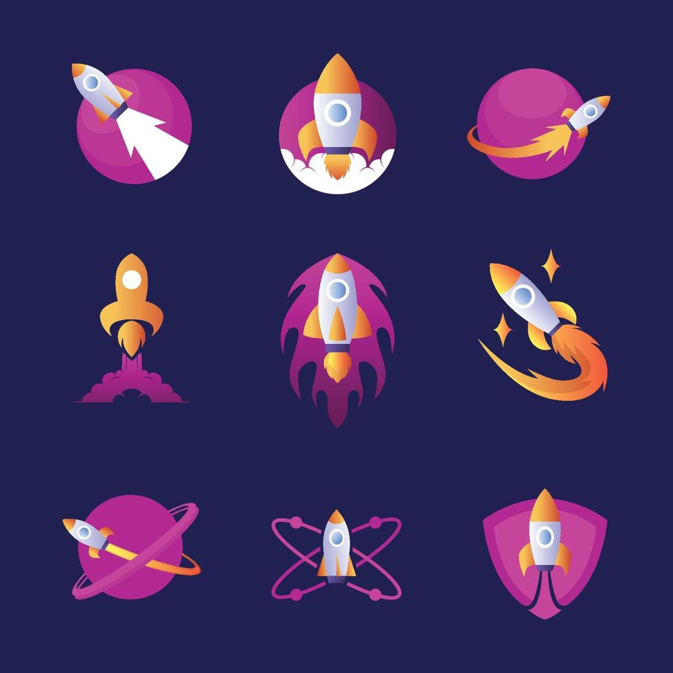 Rocket Element Logo Set Design vector