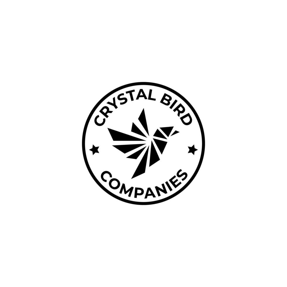 logotipo de sello de pájaro volador triangular de cristal. ilustración vectorial vector