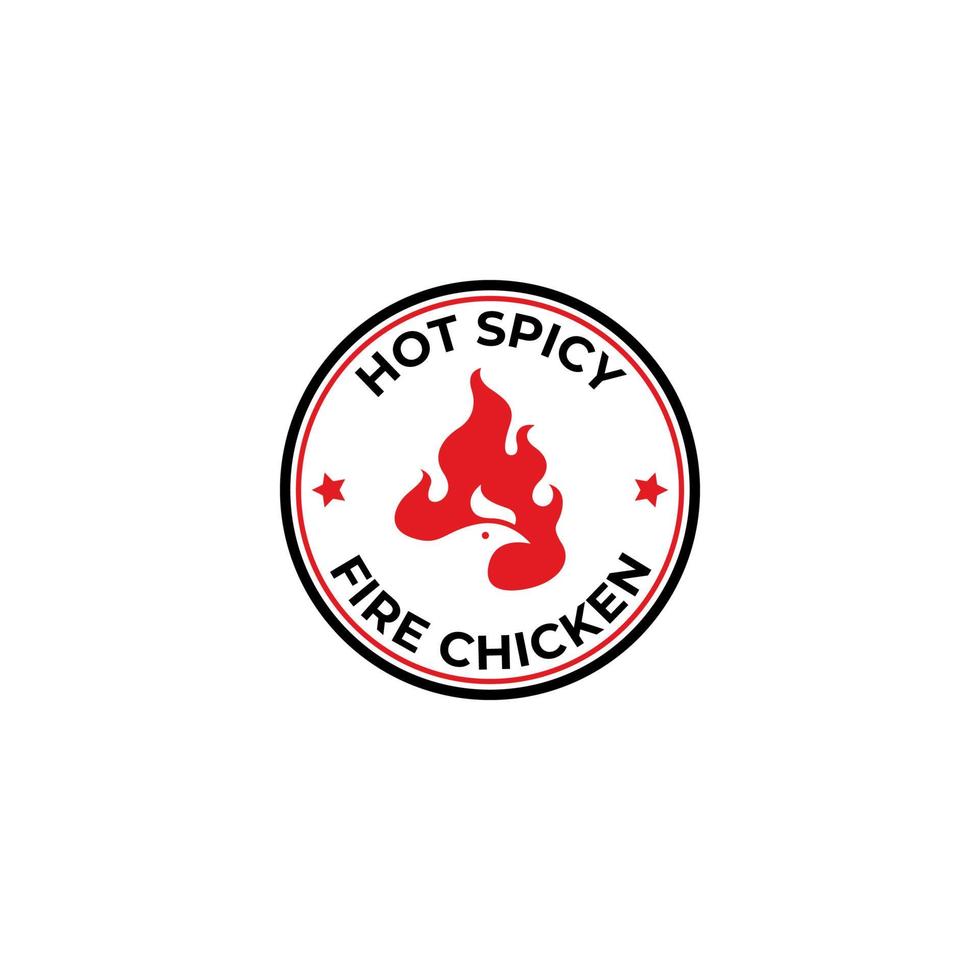 hot spicy fire burning chicken stamp logo. Vector illustration