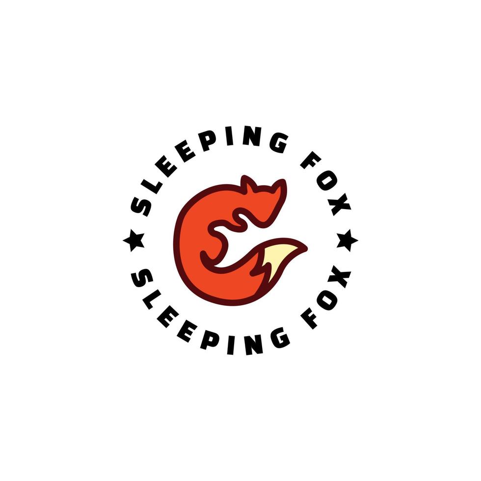 sleeping fox tail stamp logo concept. Vector illustration