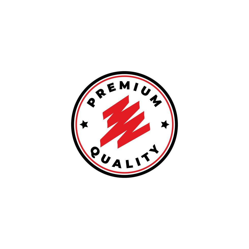 concepto de logotipo de sello de onda de garabato rojo premium. ilustración vectorial vector