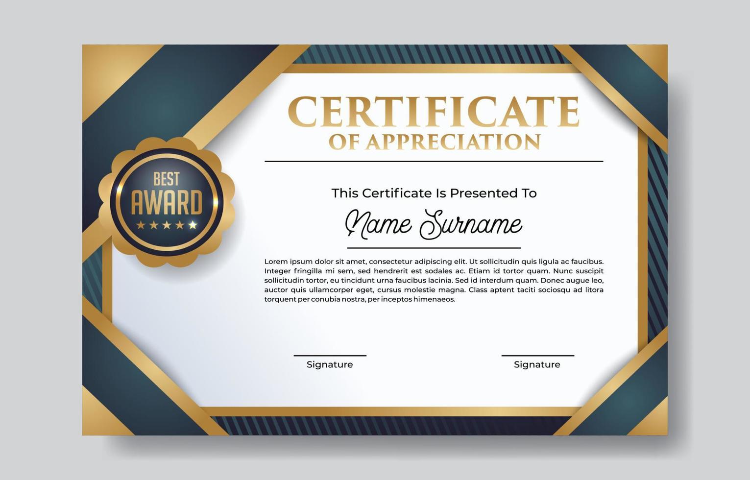 Certificate of Appreciation Template vector