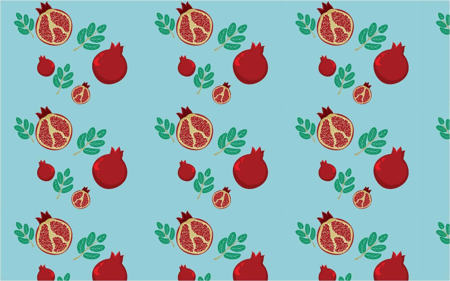 Vector seamless pattern with pomegranates. Decorative patterns from pomegranate fruits. A bright piece of delicious fruit. Vector illustration