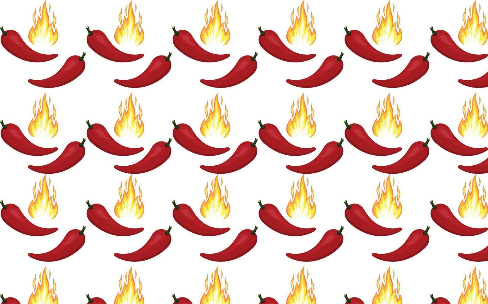 Hot spicy red chili peppers seamless pattern. Organic spices for Mexican or Asian dishes. Chili paper red spicy spicy flavor and aroma symbol. Food organic seamless pattern. Vector illustration