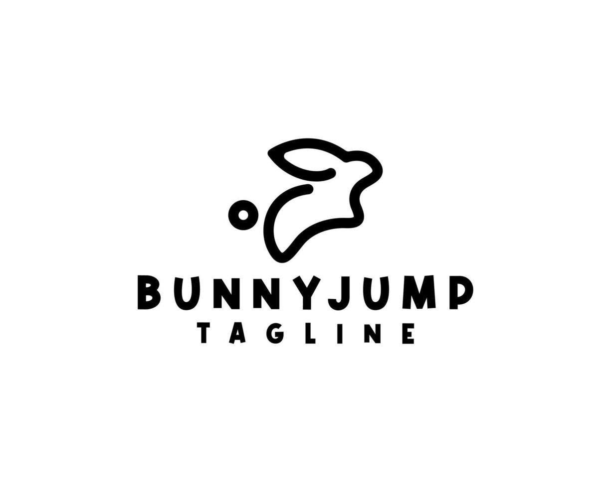 jumping bunny or rabbit monoline logo concept vector illustration