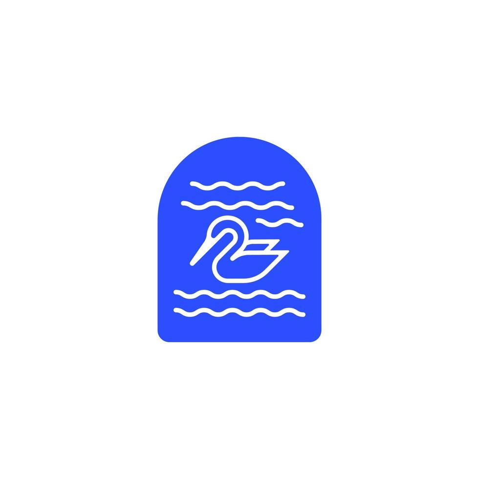 cisne de natación monoline en el logo de la piscina. ilustración vectorial vector