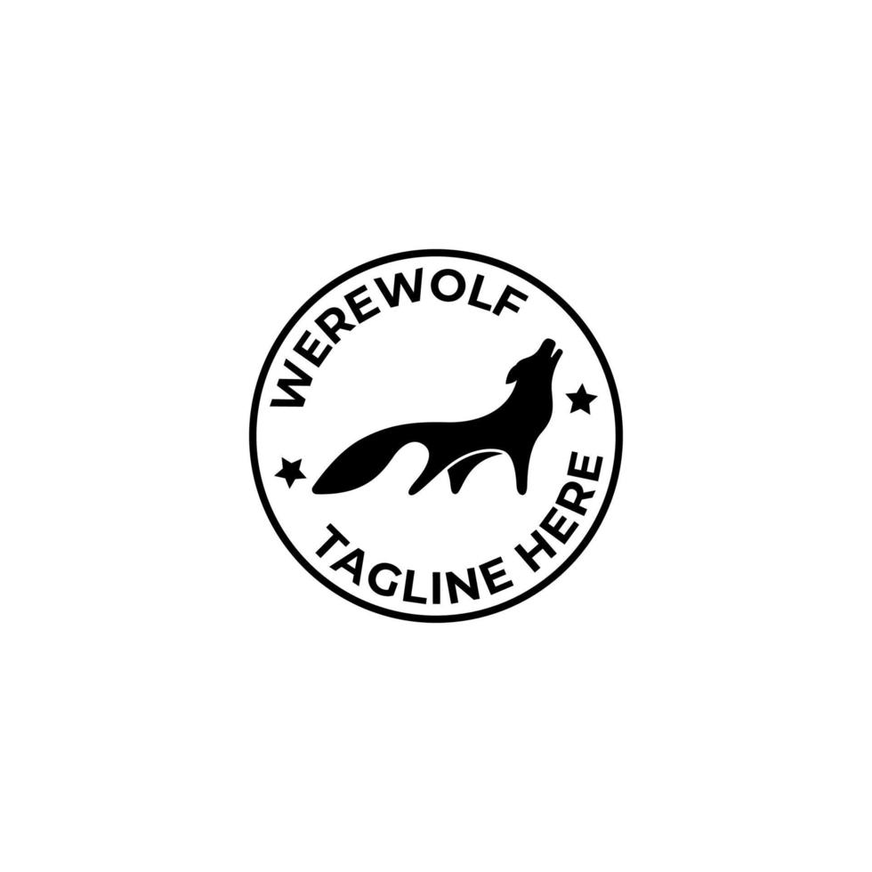 howling werewolf silhouette stamp logo. Vector illustration