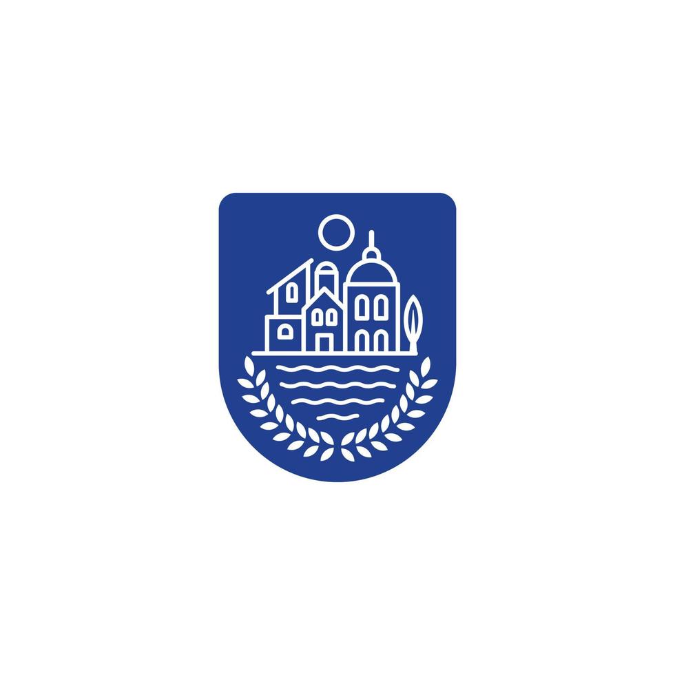 monoline venice town badge logo. Vector illustration