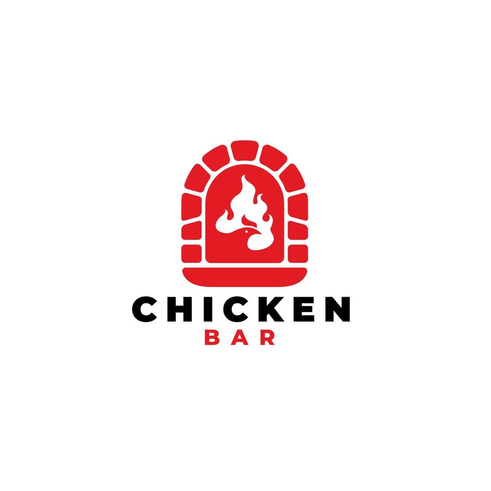 logotipo de chimenea de pollo con fuego ardiente. ilustración vectorial vector