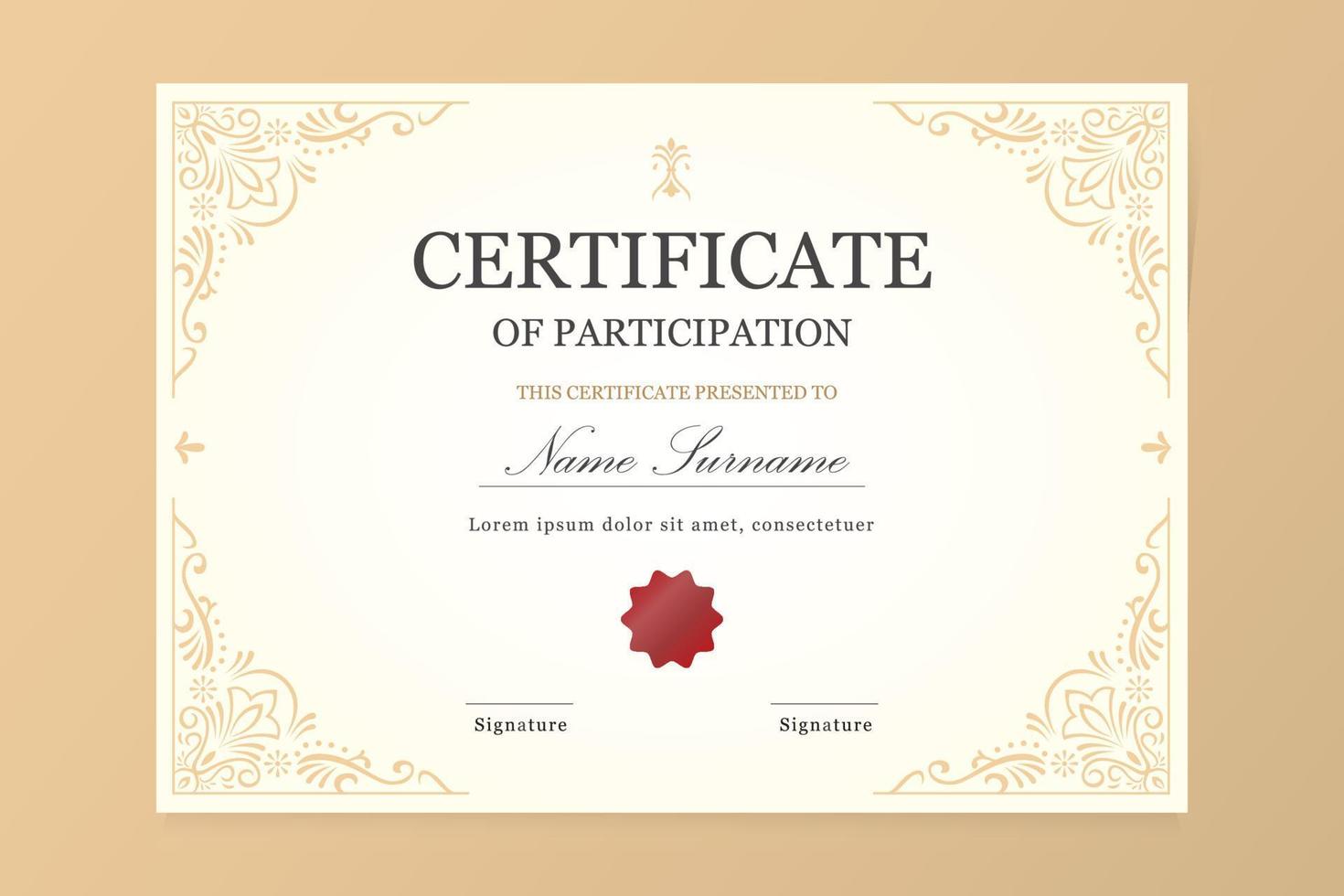 Vintage Decorative Seminar Certificate Template Design vector