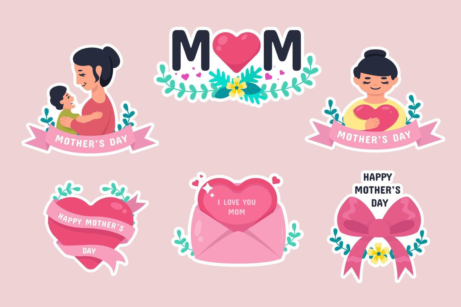 Mother's Day Sticker Collection vector