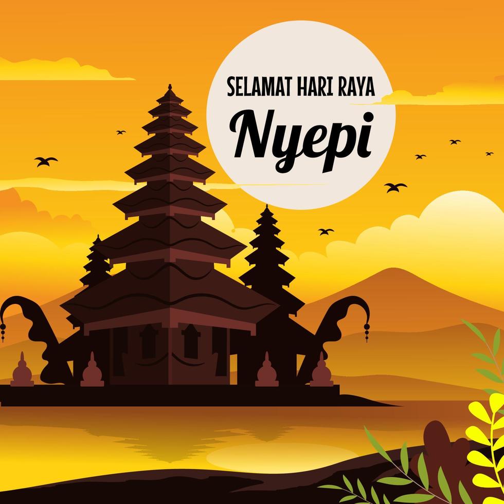 selamat hari raya nyepi fondo vector