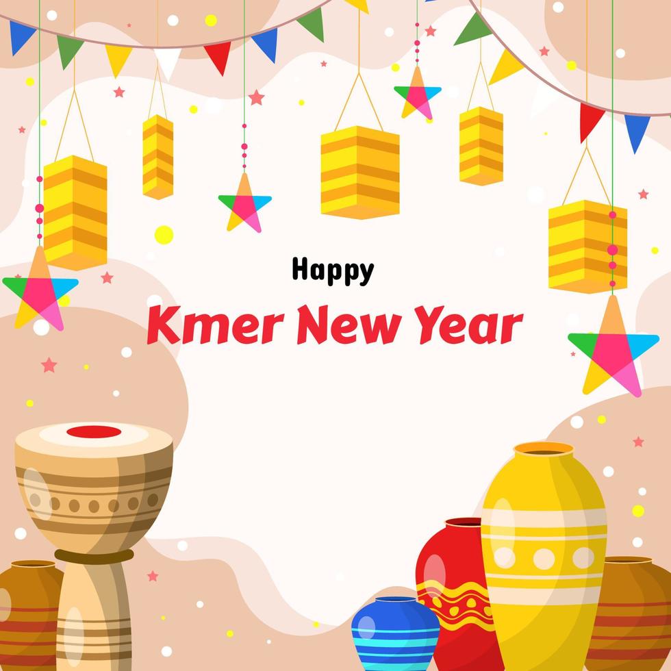 feliz año nuevo diseño khmer vector