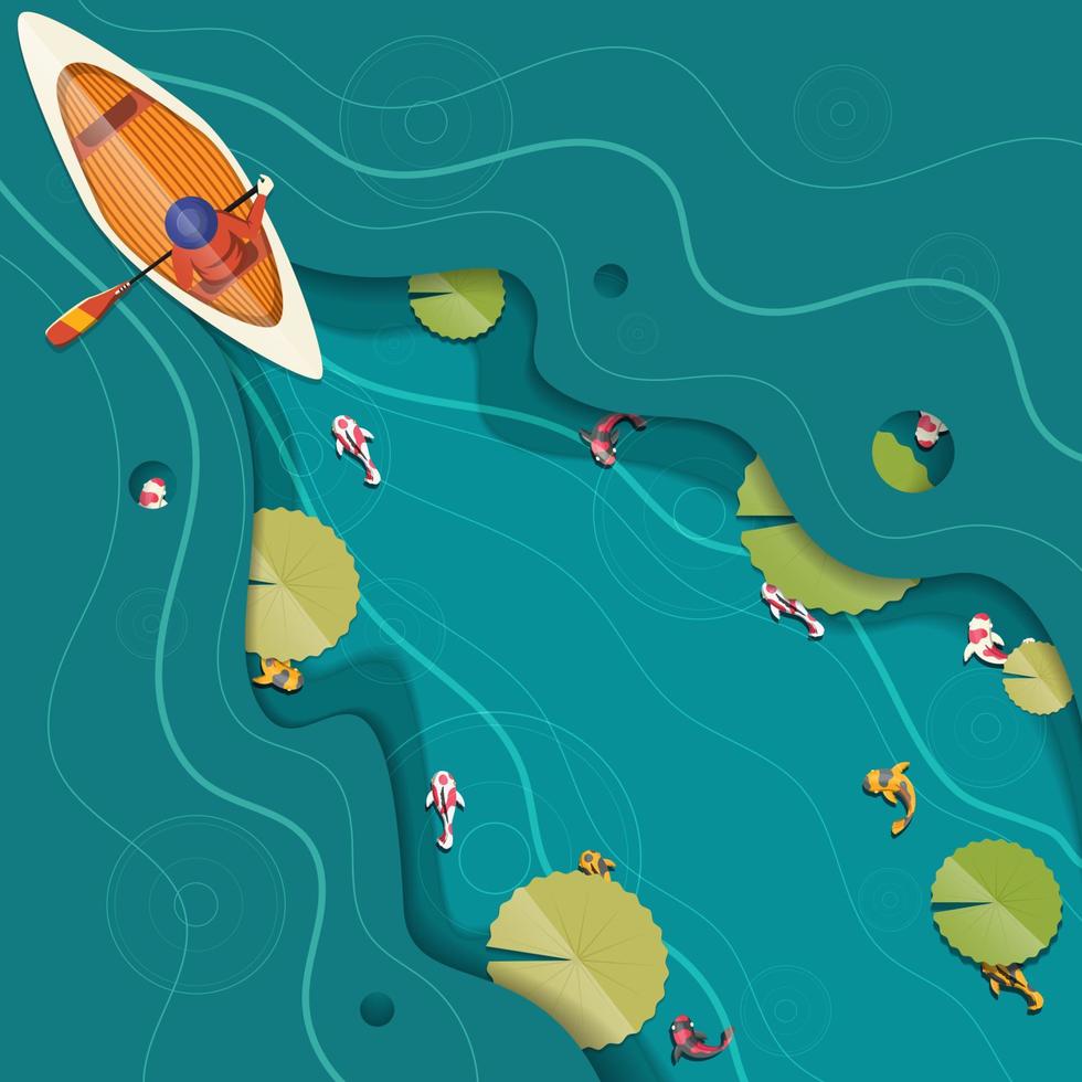 Canoeing Paper Cut Background vector