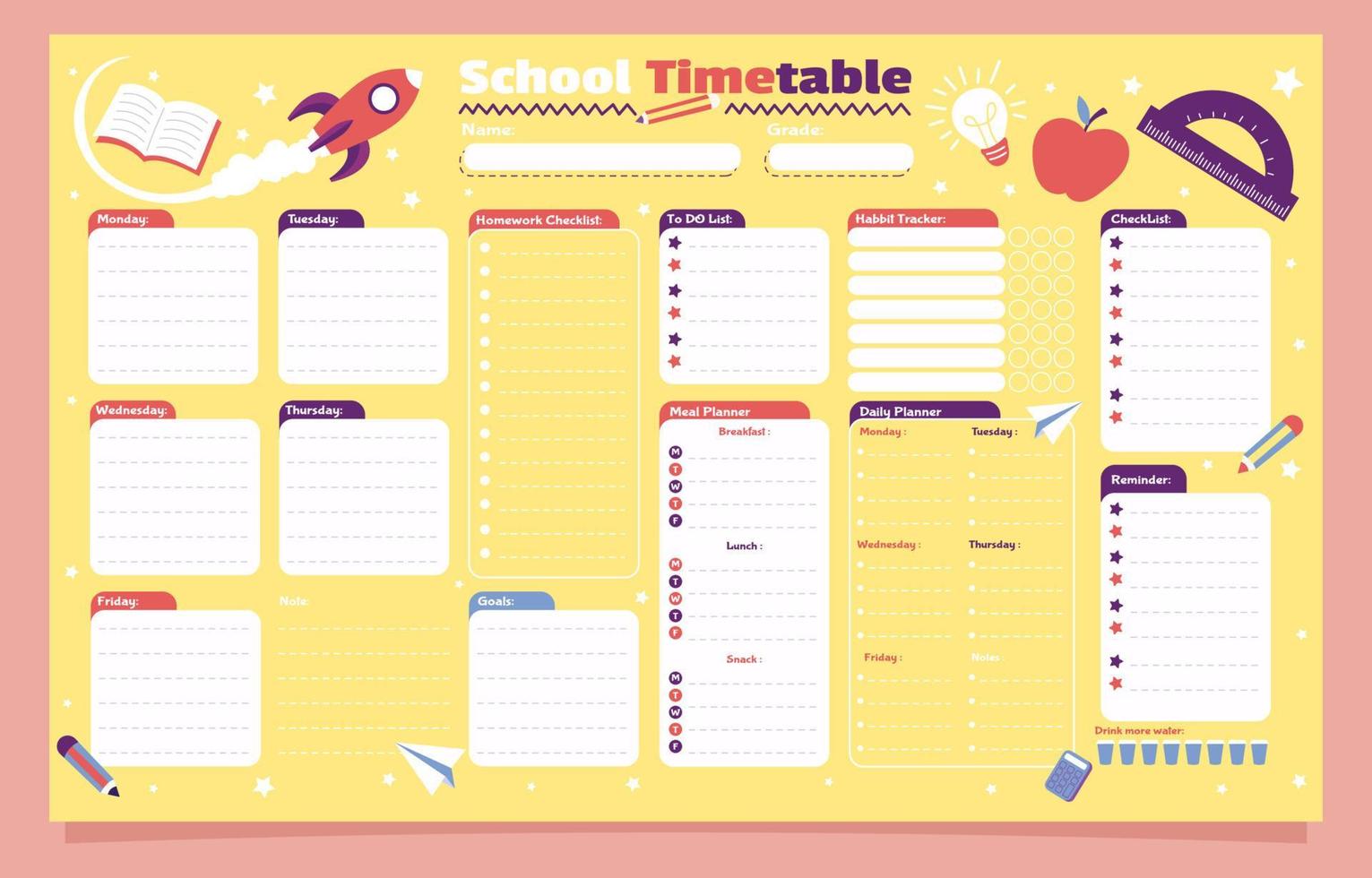 School Page Journal Template vector