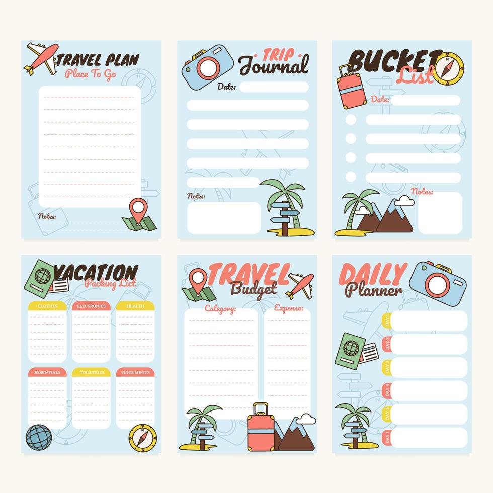 Travel Journal Template vector