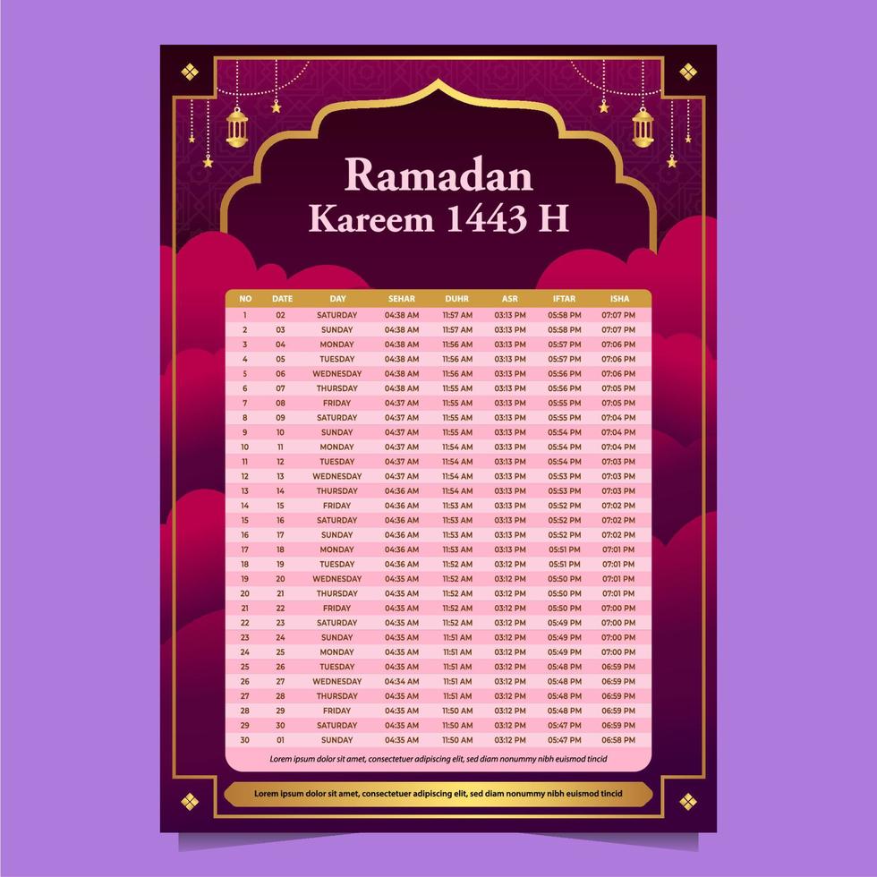 Ramadan Month Scedule Template vector