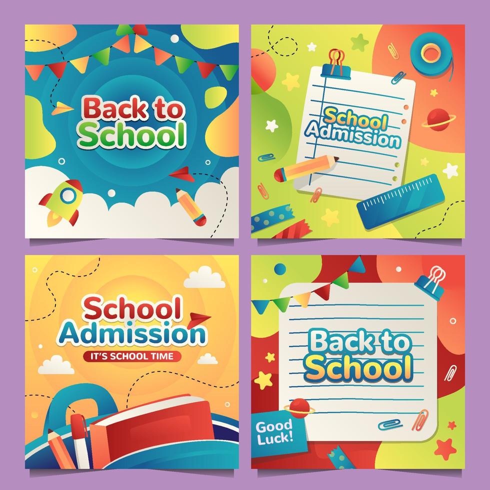 Set of Social Media Education School vector