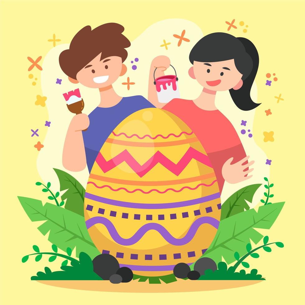 Character Focused Egg Decorating Concept Art vector