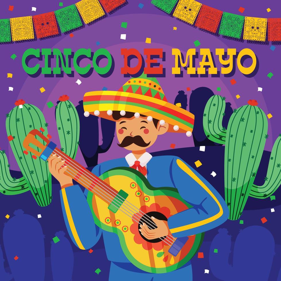 Mariachi Band Celebrate Cinco De Mayo vector