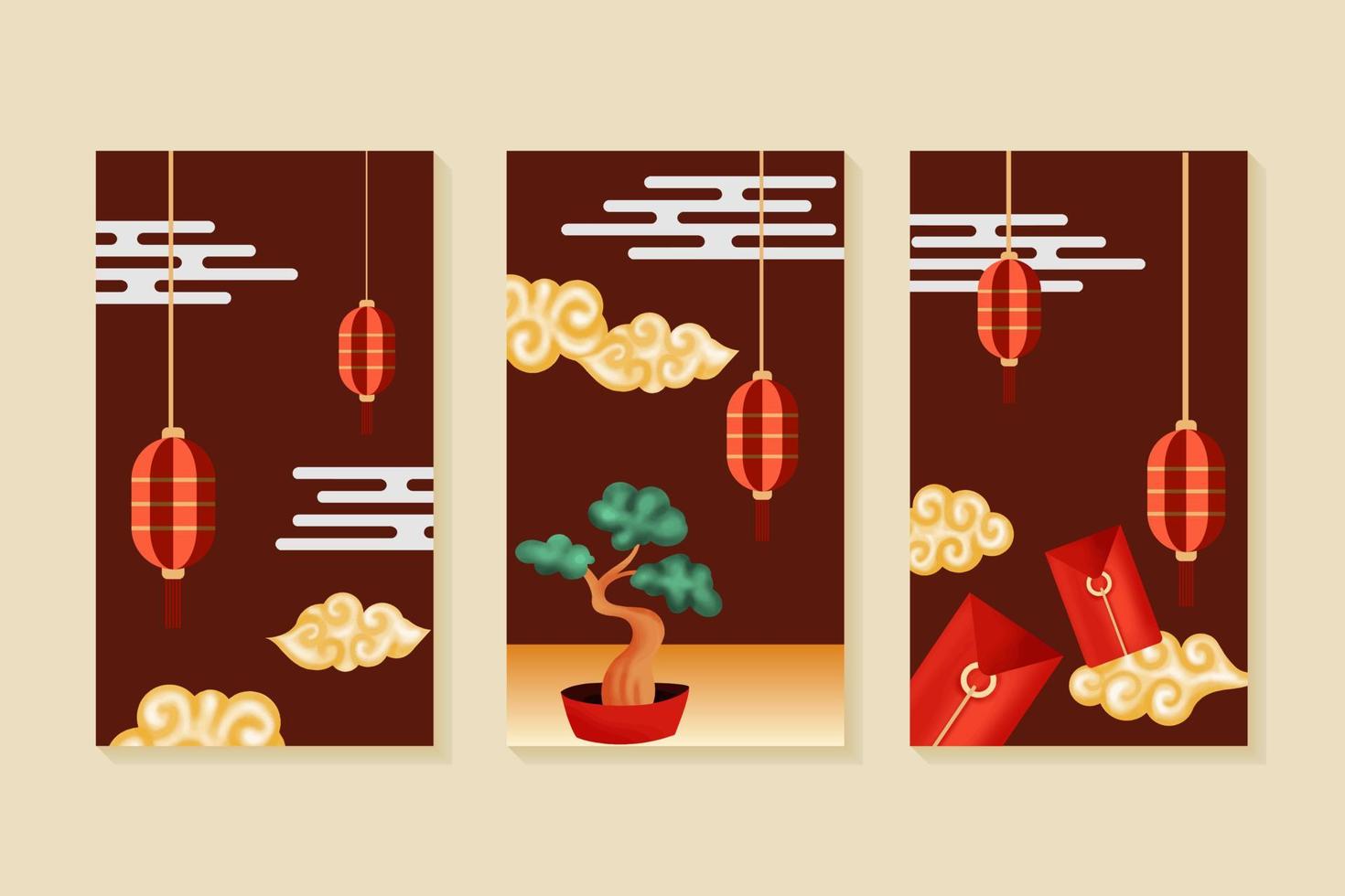 chinese new year 2022 realistic set vector